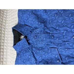 TM Exposure Mens Western Cowboy Shirt Blue Paisley Long Sleeve Pearl Snap M